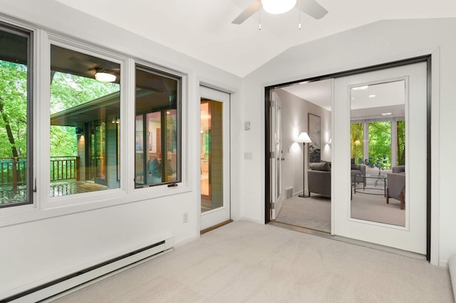 2117 Indian Rd W, Minnetonka, MN 55305 - unfurnished sunroom featuring a baseboard radiator, plenty of natural light, and lofted ceiling