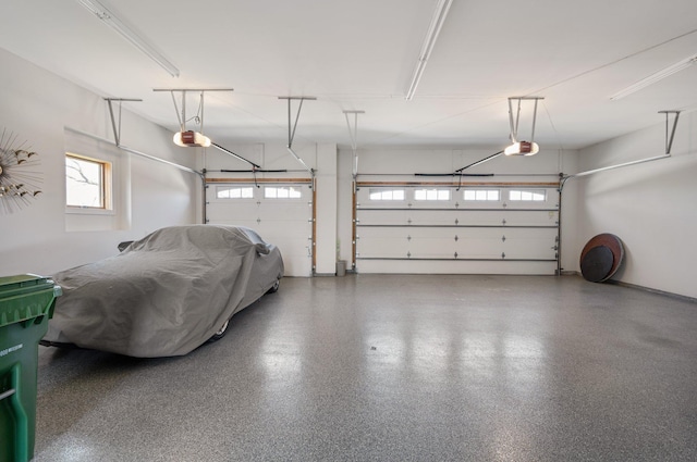 garage with a garage door opener