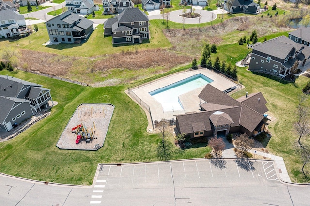 drone / aerial view with a residential view