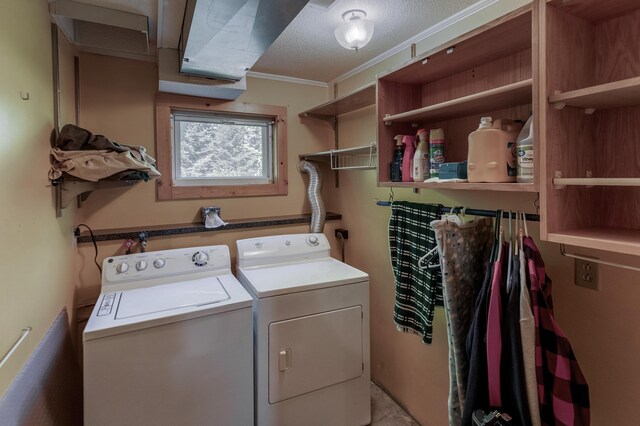 2064 View Dr NW, Walker, MN 56484 - laundry area featuring separate washer and dryer and ornamental molding