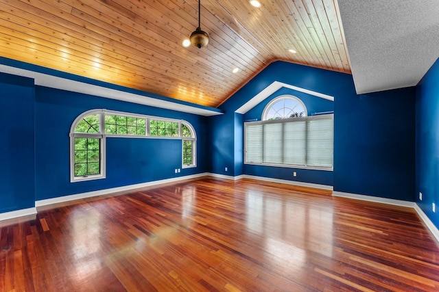 7884 341st St, Lent Twp, MN 55079 - spare room with vaulted ceiling, plenty of natural light, wood finished floors, and wooden ceiling