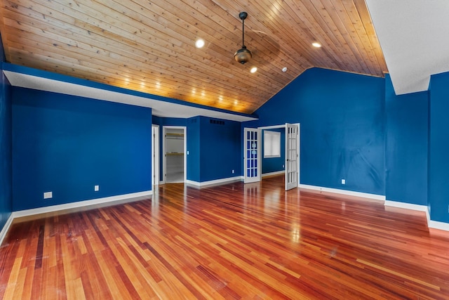 7884 341st St, Lent Twp, MN 55079 - spare room with wood ceiling, wood finished floors, and vaulted ceiling