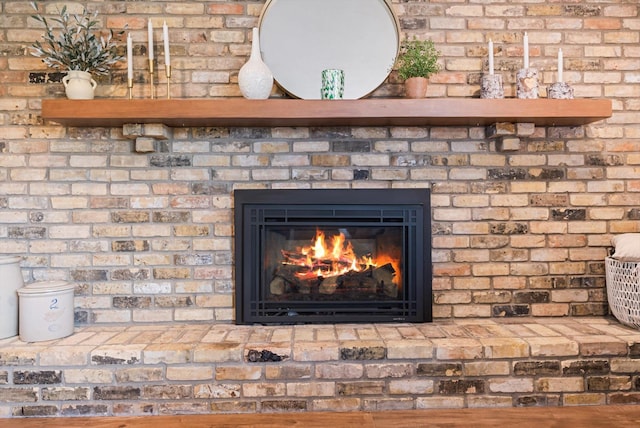 interior details with a fireplace