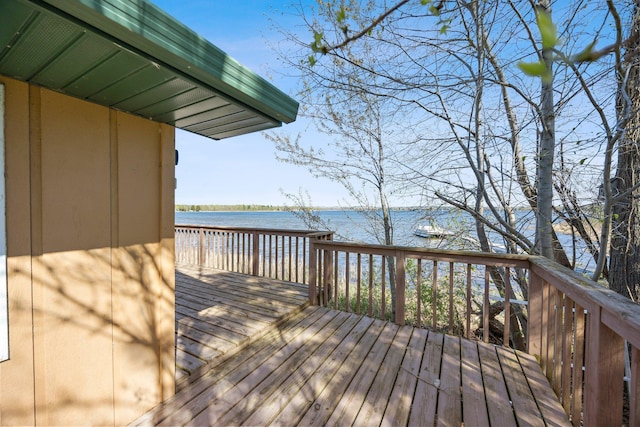 23920 Camp Dr, Daniels Twp, WI 54872 - wooden terrace featuring a water view