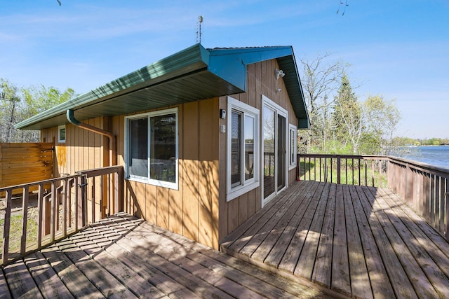 23920 Camp Dr, Daniels Twp, WI 54872 - wooden terrace featuring a water view