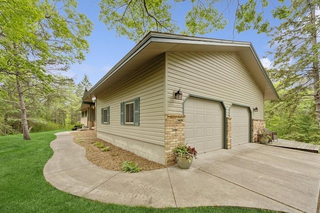 16523 243rd Ave NW, Orrock Twp, MN 55309 - view of property exterior with a garage, a lawn, and brick siding