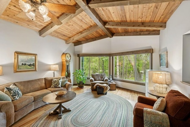 16523 243rd Ave NW, Orrock Twp, MN 55309 - living area with wood finished floors, wooden ceiling, plenty of natural light, and a ceiling fan