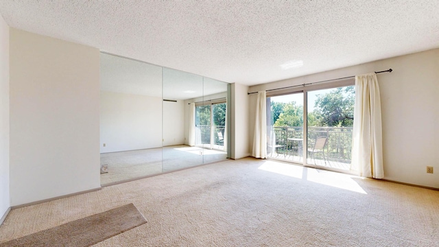 carpeted spare room with plenty of natural light and a textured ceiling