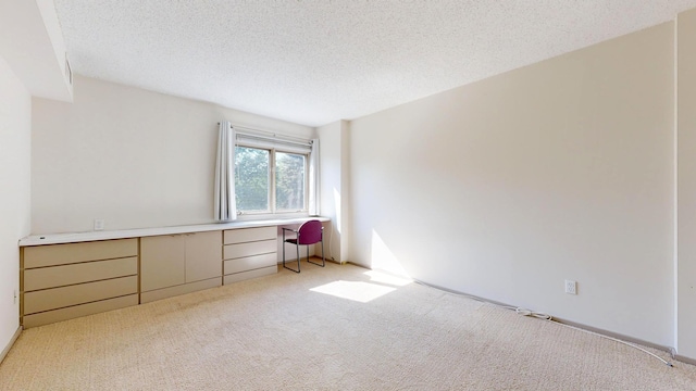empty room featuring light colored carpet and a textured ceiling