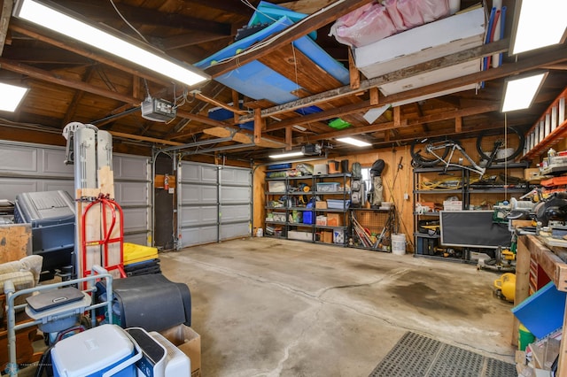 garage with a garage door opener