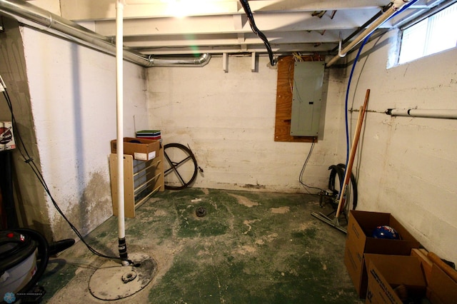 basement featuring electric panel