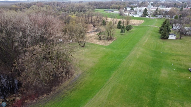 aerial view featuring view of golf course