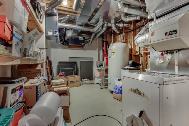 unfinished below grade area with electric water heater
