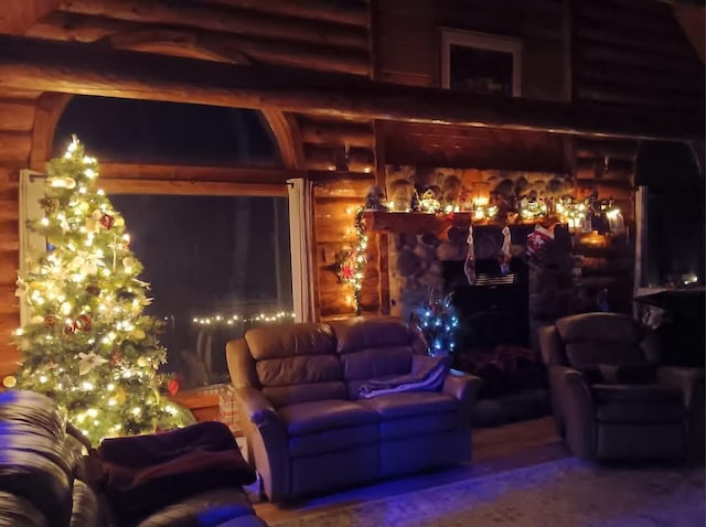 interior space with a fireplace