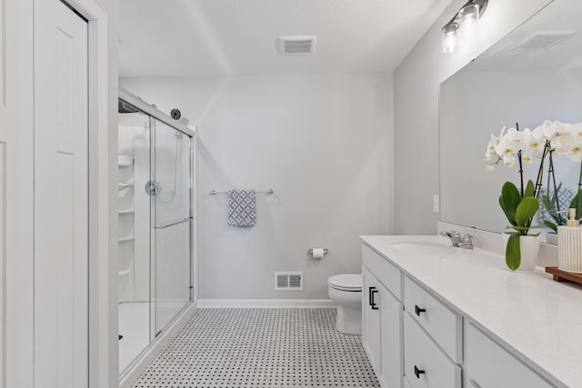 8678 London Cir NE Unit B, Blaine, MN 55449 - full bathroom with vanity, visible vents, toilet, and a shower stall