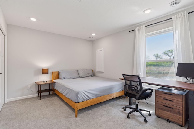 8678 London Cir NE Unit B, Blaine, MN 55449 - bedroom featuring light carpet, baseboards, and recessed lighting