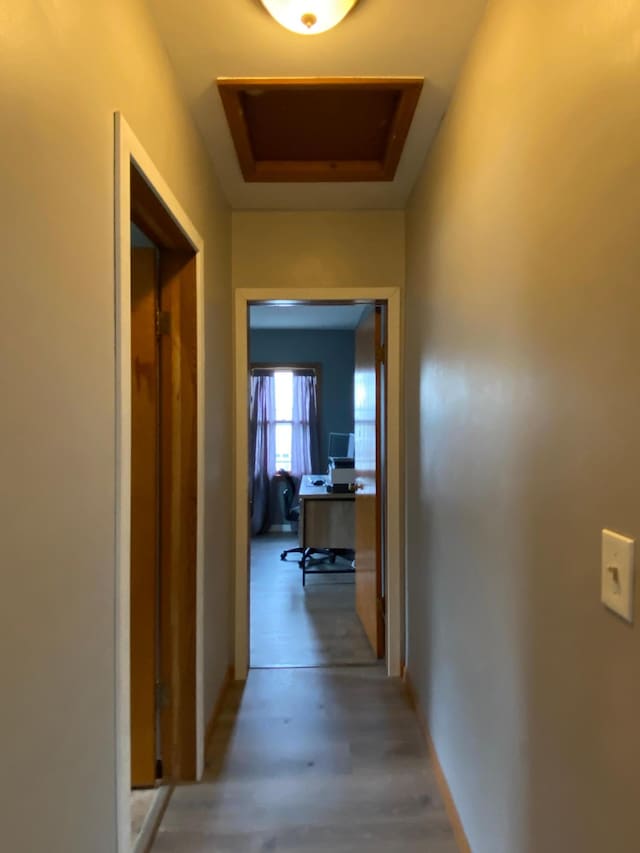 corridor featuring light wood-type flooring