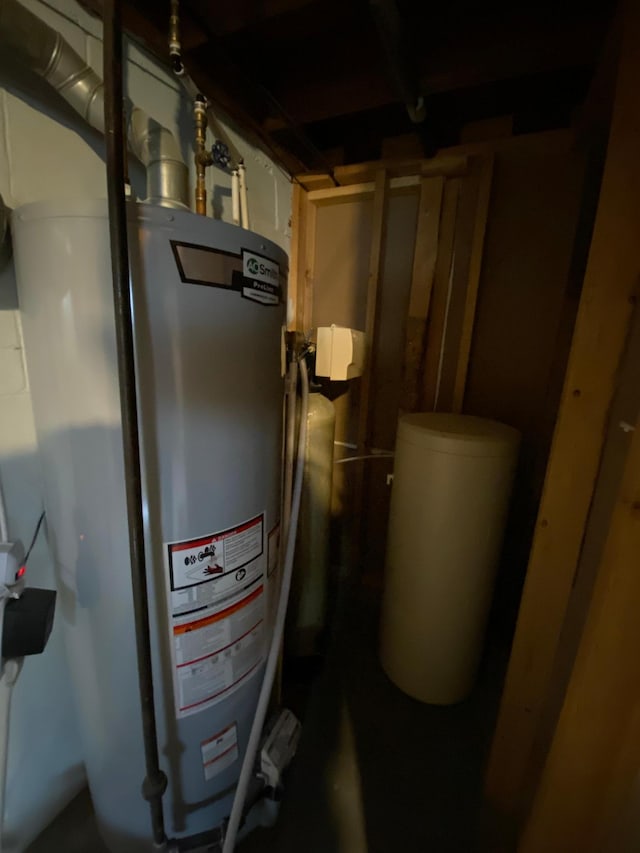 utility room with gas water heater