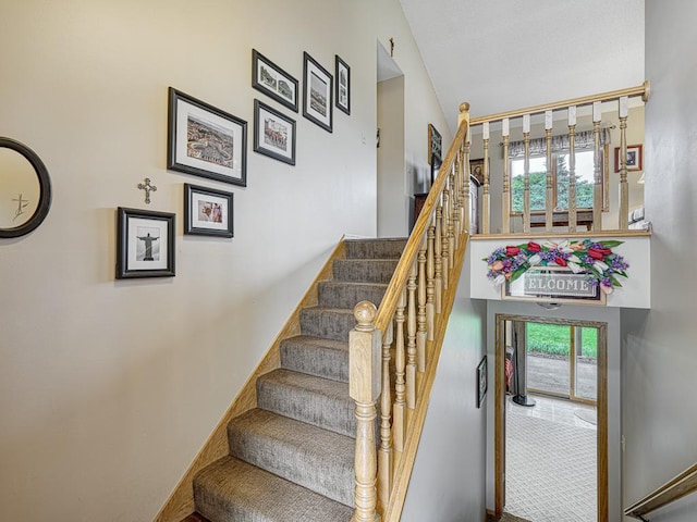 8918 Prestwick Pkwy N, Brooklyn Park, MN 55443 - stairway with a towering ceiling