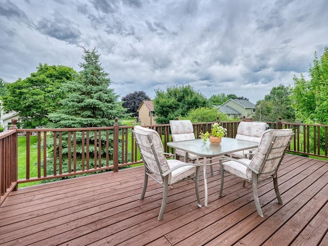 8918 Prestwick Pkwy N, Brooklyn Park, MN 55443 - wooden terrace with outdoor dining space
