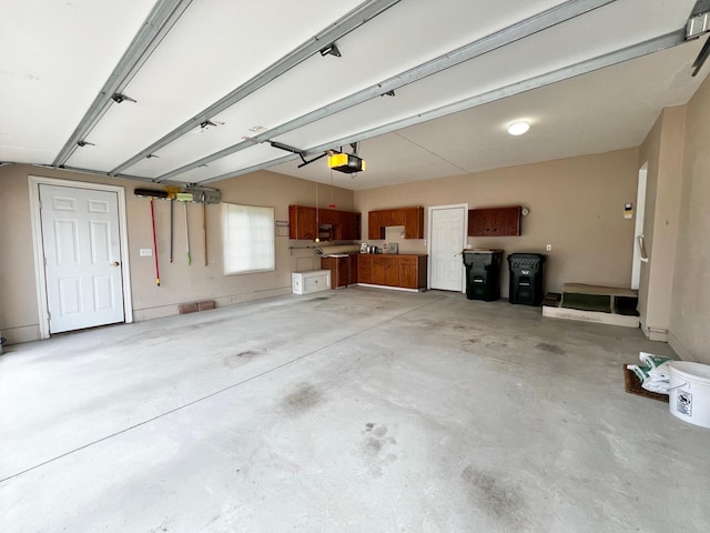 garage with a garage door opener
