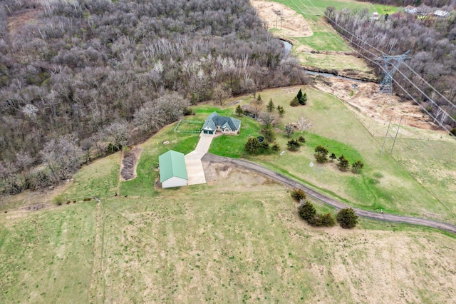 drone / aerial view featuring a rural view