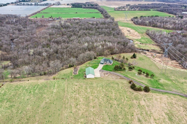 bird's eye view featuring a rural view