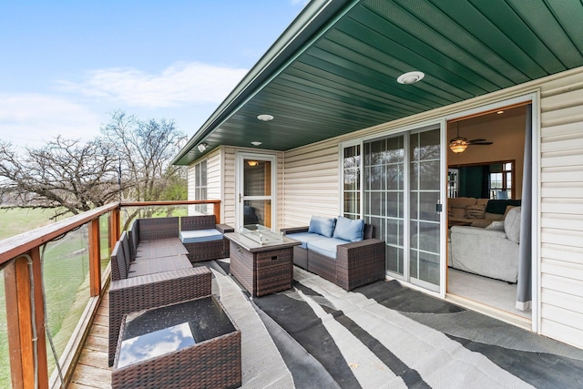 deck featuring an outdoor living space