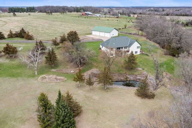 drone / aerial view with a rural view