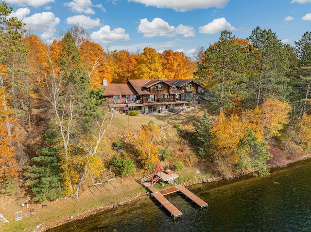 30047 Sunny Beach Rd, Grand Rapids, MN 55744 - view from above of property with a large body of water and a heavily wooded area