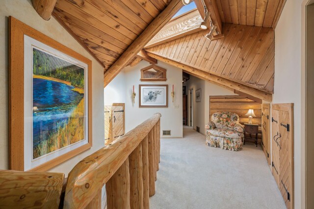 30047 Sunny Beach Rd, Grand Rapids, MN 55744 - sitting room with wooden ceiling and light carpet