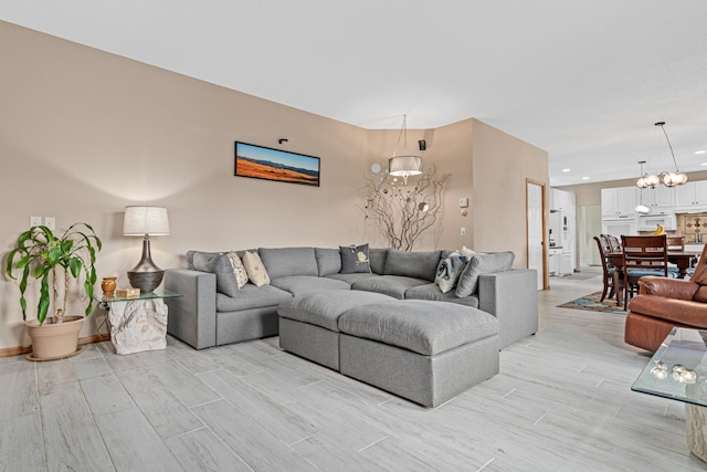 14217 Footbridge Way, Apple Valley, MN 55124 - living area with recessed lighting, a chandelier, and light wood finished floors