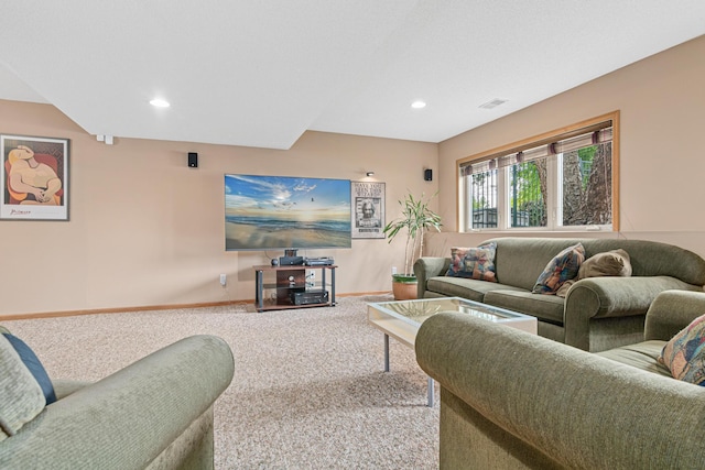 14217 Footbridge Way, Apple Valley, MN 55124 - carpeted living room featuring baseboards and recessed lighting