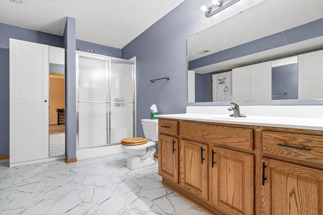 14217 Footbridge Way, Apple Valley, MN 55124 - full bath featuring a shower stall, vanity, and marble look tiles