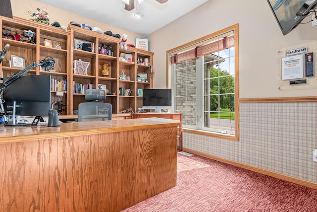 14217 Footbridge Way, Apple Valley, MN 55124 - carpeted office with wainscoting and a ceiling fan