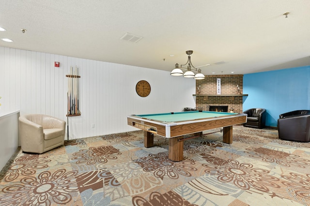 9600 Portland Ave S Unit 322, Bloomington, MN 55420 - rec room featuring pool table, a brick fireplace, and recessed lighting