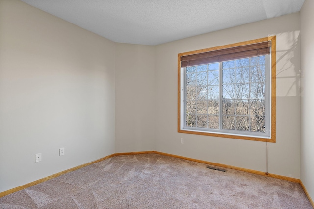carpeted empty room featuring baseboards and a textured ceiling