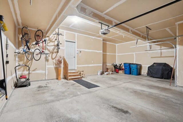 garage with a garage door opener