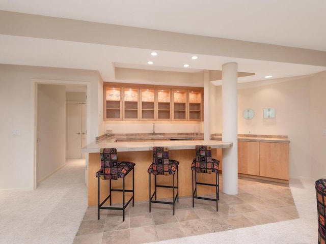 2673 Cedar Grn, Minnetonka, MN 55305 - indoor wet bar with recessed lighting, baseboards, and light colored carpet