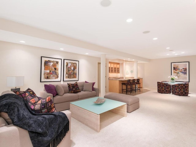 2673 Cedar Grn, Minnetonka, MN 55305 - carpeted living room with recessed lighting and bar area