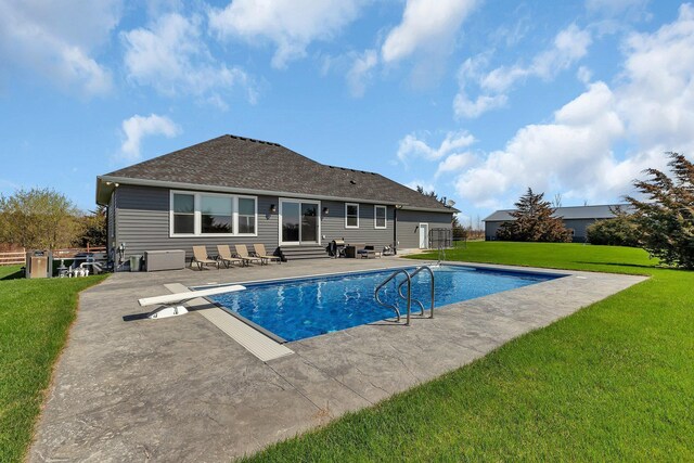 8619 State Highway 55 NW, Annandale, MN 55302 - outdoor pool featuring a diving board, a patio area, a yard, and entry steps
