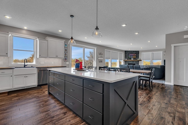 8619 State Highway 55 NW, Annandale, MN 55302 - kitchen featuring white cabinets, dark wood finished floors, and dishwasher