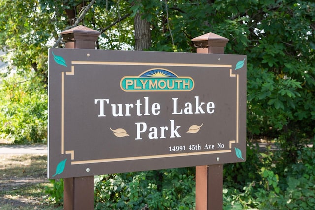 view of community sign