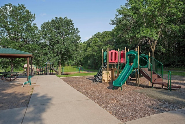 community jungle gym with a gazebo