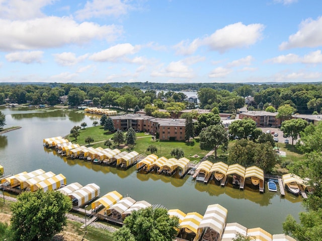 bird's eye view featuring a water view