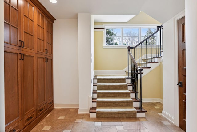 stairs with baseboards