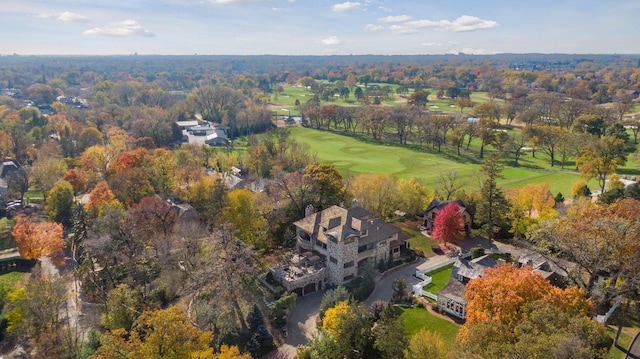 birds eye view of property with golf course view