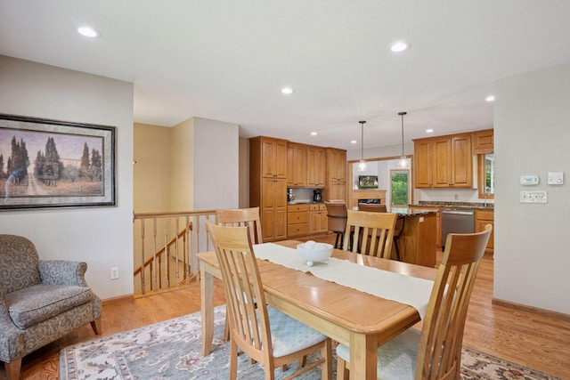 220 Willow Ln, Foley, MN 56329 - dining area featuring light wood-style floors and recessed lighting