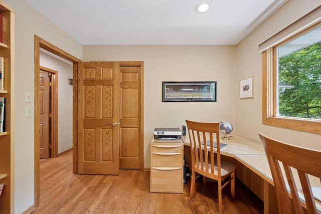 220 Willow Ln, Foley, MN 56329 - home office featuring light wood-style floors and recessed lighting