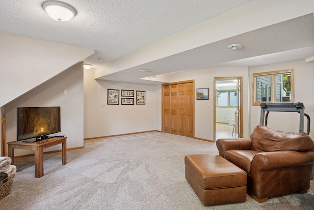 220 Willow Ln, Foley, MN 56329 - living area featuring carpet flooring and a textured ceiling